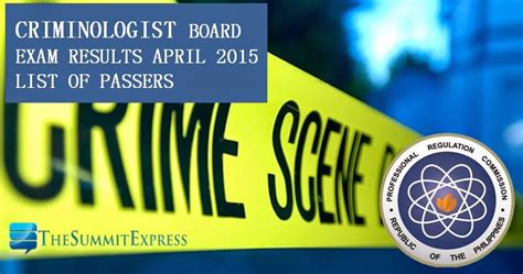 List of Passers: April 2015 Criminologist board exam.